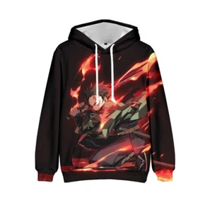 Demon Slayer Tanjiro Kamado Size Large Men's Hoodie Pullover with Pockets NWT - Picture 1 of 1