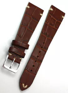 22mm /16 Vintage Kalbsleder Germany handmade BAND Krokodil Narbung Uhrenarmband - Picture 1 of 2