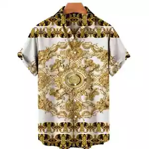 Luxury Baroque Style Shirt for Men Clothing 3D Printed Hawaiian Beach Shirts. - Picture 1 of 39