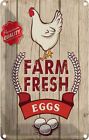 Blechschild 20x30 cm Huhn farm fresh eggs premium