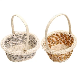 Mini Woven Basket Imitation Rattan Woven Flower Basket For Wedding - Picture 1 of 14