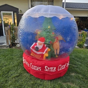 Globo de nieve inflable gema soplada por aire iluminado de 6 pies SANTA Reno ROTA - Imagen 1 de 5