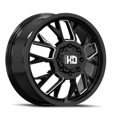 20x8.25 Luxxx HD LHD39 Gloss Black Milled DUALLY FRONT Wheel 8x200 (115mm) - Image 1 of 4