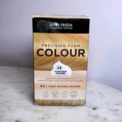 John Frieda 精密泡沫颜色 9N 浅天然金色永久染发剂 全新 — 第 1/4 张图片