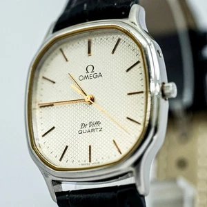 *NEAR MINT* Vintage Omega De Ville Cal.1336 Silber Quarz Octagon Push Crown Herren - Bild 1 von 16