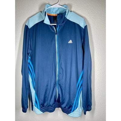 Adidas Y2K Climalite Blue Multi Blue 3 Stripe Full Zip Track Jacket XL Street - Image 1 of 4