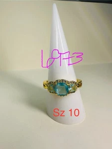 Bomb Party Sz10 Revealed Ring Jewelry RBP Brilliant Triple Lt Blue Yellow Gold P - Picture 1 of 7