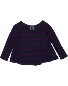 RALPH LAUREN Girls Top Long Sleeve 3-4 Years Purple Striped Cotton BT18 - Picture 1 of 3