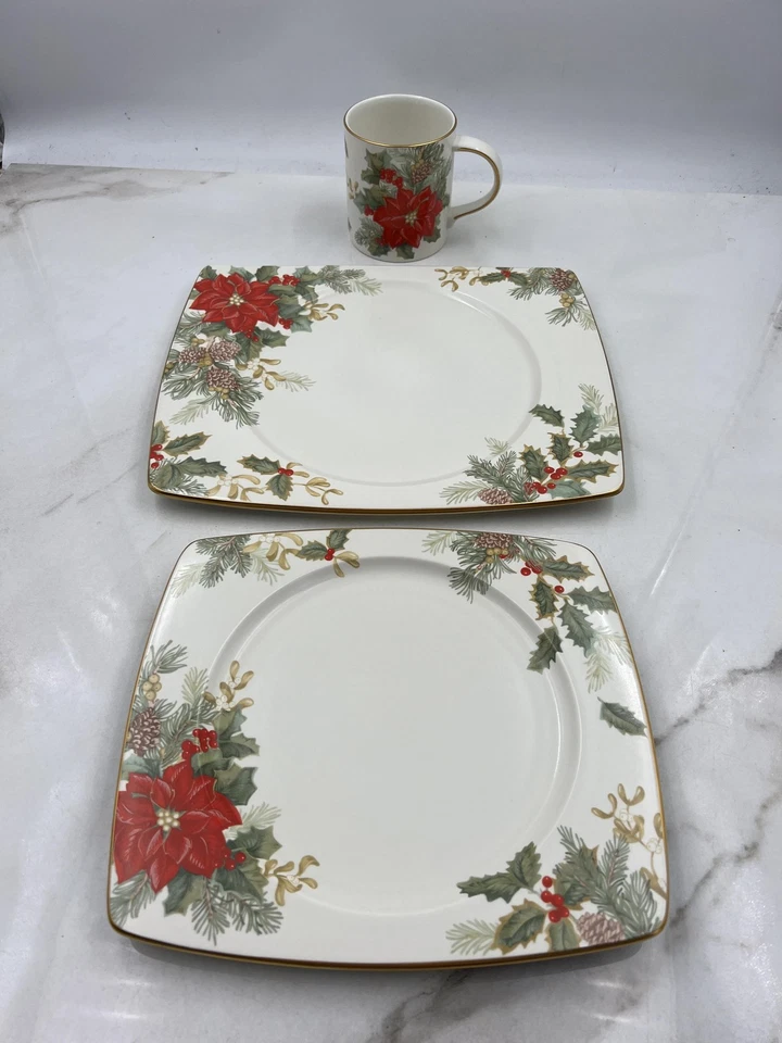 Taza plato ensalada cena Mikasa Holiday Bloom CX050 3 piezas Foto 1 de 4