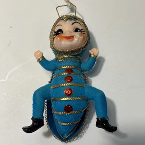 Vintage 1960er anthropomorphe Pixie Heuschrecke Käfer Weihnachtsschmuck JAPAN - Bild 1 von 11