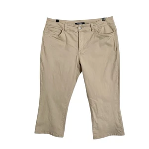 Chaps Capri Denim Jeans Pants Womens 12 Tan Beige Stretch Slim Mid Rise - Picture 1 of 8
