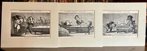 IMPRESIONES DE BILLAR ANTIGUAS x 3 por HONORE DAUMIER Circa 1860 + MONTAJES PARA TARJETAS - Imagen 1 de 4