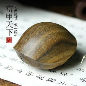 5.8*4.9cm Hand Carved Green Sandalwood Netsuke: Turtle Shell “富甲天下” - Picture 1 of 3