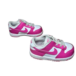 Nike Dunk Low Barbie FB9107-102 TD Kid's Fuchsia Pink White Toddler Size 7C - Picture 1 of 7