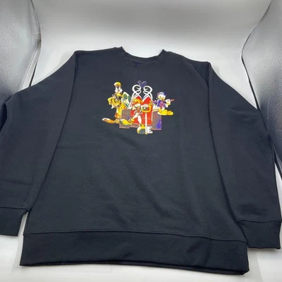 Disney Kingdom Hearts Sudadera Forrada de Vellón Negro L Sora Goofy Donald Nuevo - Imagen 1 de 4
