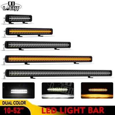 12-52" Inch LED Light Bar With White or Amber DRL Position Side Light Back Light - Image 1 of 4