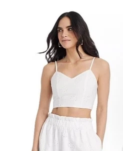 Neu mit Etikett Universal Thread Damengröße XS weiß Lochspitze bauchfreies Tanktop Trägertop - Bild 1 von 4