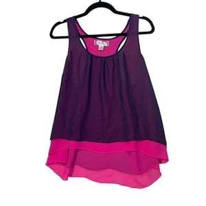 Decree Kleid Tank Chiffon Lagenlook Lila Rosa Rasiermesserrücken Größe L/G - Bild 1 von 8