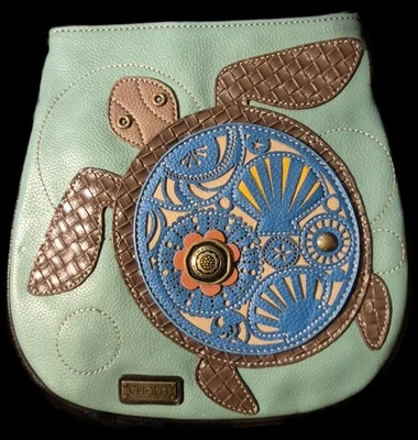 Chala Green Tote Sea Turtle Blue Crossbody Vegan Leather Bag Purse - Image 1 of 4