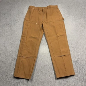Carhartt Double Knee Duck Pants Mens 38x30 Brown Loose Fit Dungaree Work B01 - Picture 1 of 11