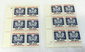 US Official Mail Stamps 2 Blocks Of 6 Each #0132 and #0133 - $1 and $5 -MNH FG - Picture 1 of 4