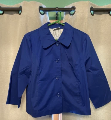 Chaqueta forrada Studio Works para mujer talla L azul cobalto con botones nueva con etiquetas manga 3/4 Foto 1 de 4