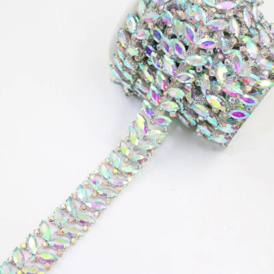 90cm Crystal Rhinestone Metal Chain Trim Edging DIY Wedding Motif Decor Ribbon - image 1 of 4