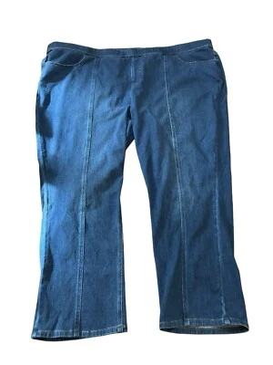 Isaac Mizrahi Live! Jeans Knit Denim Straight-Leg Ankle Dark Indigo Size 30W New - Image 1 of 4