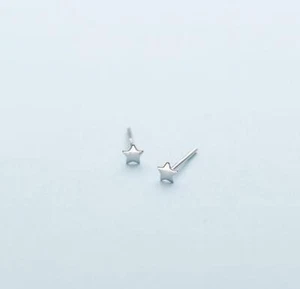 Super Adorable Tiny Silver Star Stud Earrings - Picture 1 of 3