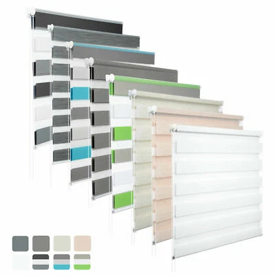 Doppelrollo Zebra Duo Rollo Klemmfix ohne Bohren Fenster Tür Wand Seitenzug e565 - Bild 1 von 4