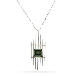 Vintage Carl Ove Frydensberg Sterling Silver Lab Spinel Pendant Necklace - Picture 1 of 7