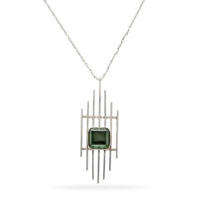 Vintage Carl Ove Frydensberg Sterling Silver Lab Spinel Pendant Necklace - Image 1 of 4