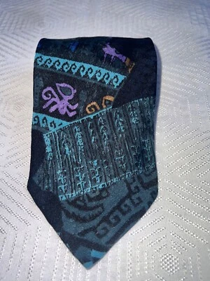 Multi color SAKS FIFTH AVENUE Men's 100% Silk  Necktie Designer made in Italy - Image 1 of 4