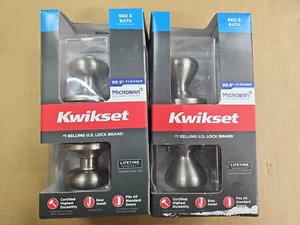 2 - Kwikset Juno Innenraum Sichtschutz Türknauf mit Schloss Bett/Bad Satin Nickel - Bild 1 von 2