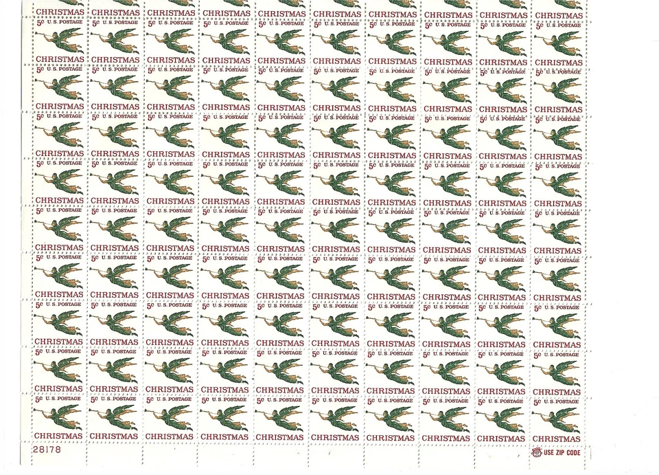 #1276  5c ANGEL WITH TRUMPET ISSUE PANE OF 100 MNH - Image 1 of 1