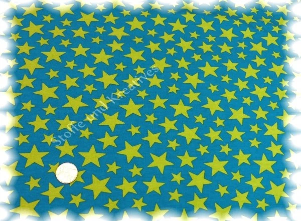 Star Kid Sweat Sterne petrol Hilco 50 cm Sweatshirtstoff Stoff - Bild 1 von 1