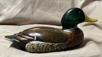 Max Thompson Carved Painted Wooden Signed Mallard Duck Vintage - Image 1 of 4