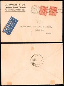 Gran Bretaña - Yv 142(2) - 1932 - Carta correo aéreo de Londres a Valencia - Picture 1 of 1