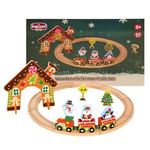 Christmas Wooden Train Set Toys for 2 Year Old boy and up