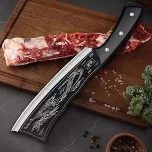 Forged Knife Kitchen Beef Bone Chopping Slicing Vegetable 4Cr13 Steel Dragon Cut - Picture 1 of 24