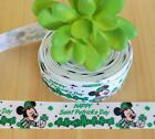7/8 Inch (1 Yd) Mickie Mouse Grosgrain Ribbon St. Patrick's Day Hair Bow Lanyard