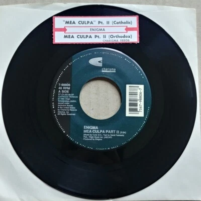 ENIGMA Mea Culpa Part II 45 7" AMBIENT DOWNTEMPO Record Vinyl 1990 Records - Image 1 of 2