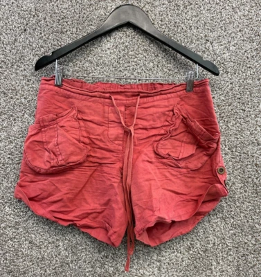 Pantalones Cortos Free People Naranja Quemado Relajados Pestaña Enrollable Mezcla de Lino Para Mujer Talla 8 Foto 1 de 4