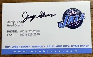 HOF COACH JERRY SLOAN UTAH JAZZ SIGNED BUSINESS CARD PSA DNA GUARANTEE AUTO NBA - Picture 1 of 1