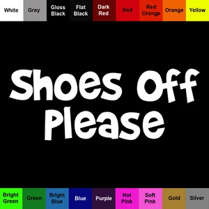 Shoes Off Sticker Please Decal - Courtesy Rule Window Sign Sticker - Picture 1 of 5