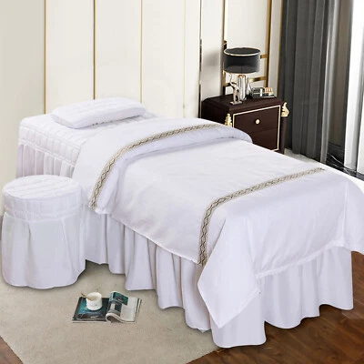 For SPA Bed Linen Four-piece Suit Massage Table Skirt Bed Sheet 185x70cm White - Image 1 of 4