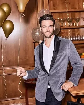 Johnnie O The Countdown Gray Velour Tuxedo Dinner Jacket Blazer 44R NWT $798 - Image 1 of 4