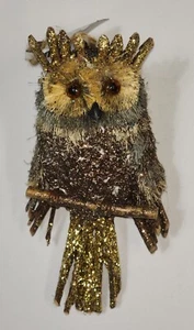 NEU Pier 1 Vintage Weihnachtsschmuck Glitzer Eule - Bild 1 von 5