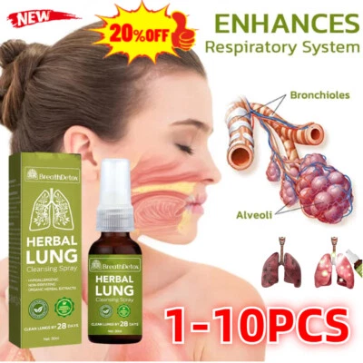MARKENLOS 1-10X BreathDetox Herbal Lung Cleanse Repair Spray, Herbal Lung Cleansing S H5K1