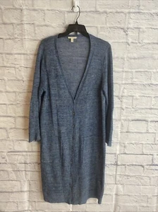 Eileen Fisher lässig gemütlich minimalistisch Damen blau Staubmantel Strickjacke Größe Large - Bild 1 von 7